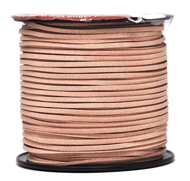 Mandala Crafts Blush Faux Suede Cord for Jewelry Making - 2.65mm 100 Yards Flat Vegan Leather Strings Laces Strips for Bracelets, Necklaces, DIY Crafts, and Dream Catchers Supplies - Image 1